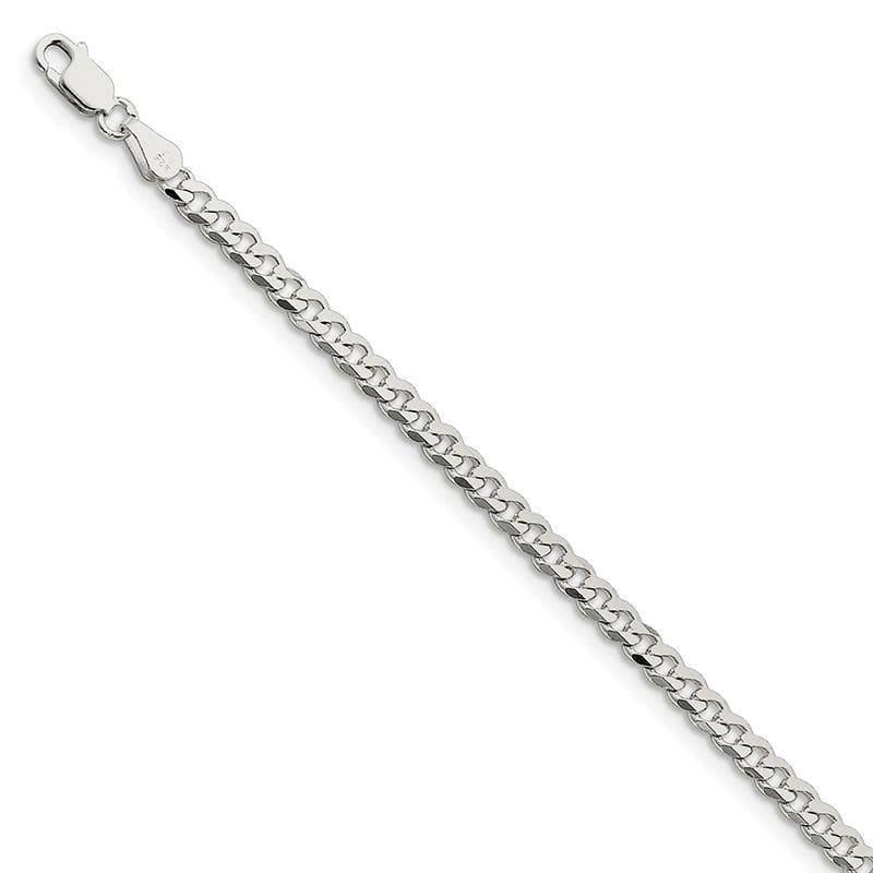 Sterling Silver Rhodium-plated 3.5mm Curb Bracelet| Weight: 4.56 grams, Length: 7mm, Width: 3.5mm - Seattle Gold Grillz