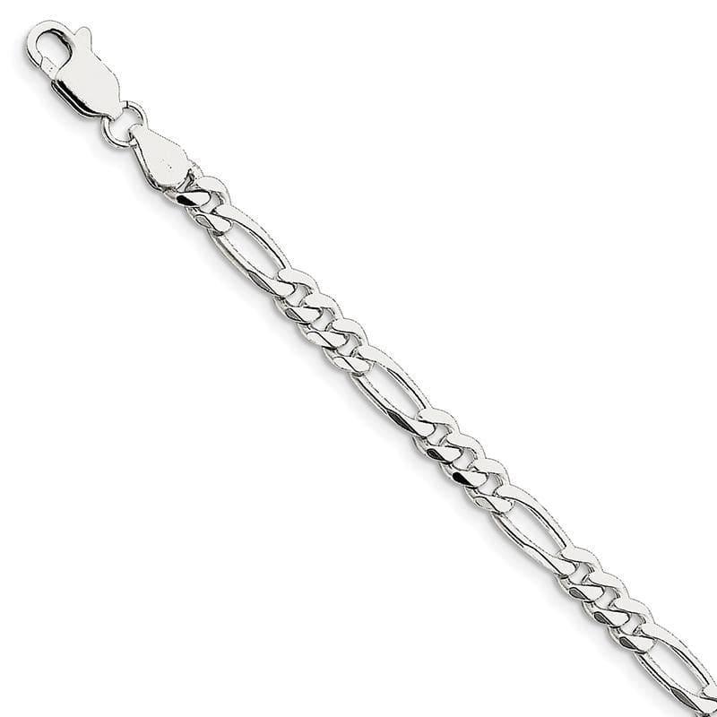 Sterling Silver Rhodium Plated 5.25mm Figaro Bracelet - Seattle Gold Grillz