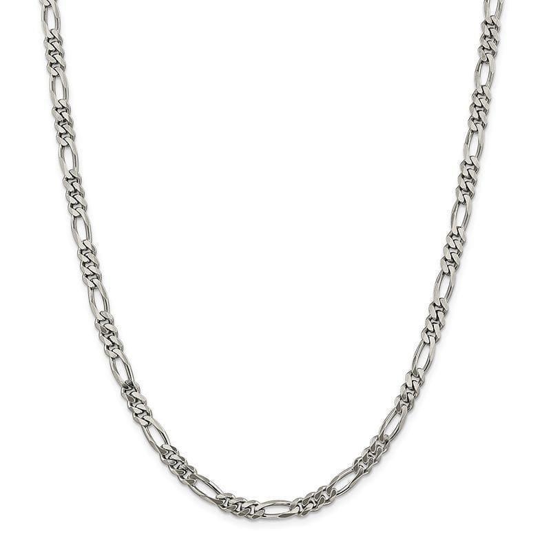Sterling Silver Rhodium Plated 5.25mm Figaro Chain - Seattle Gold Grillz