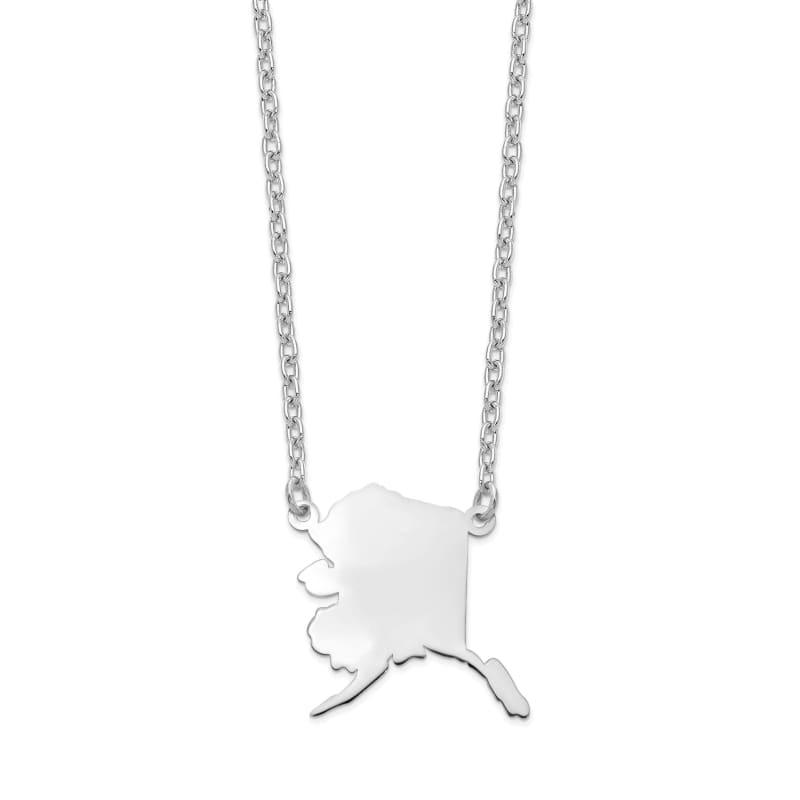 Sterling Silver Rhodium-plated AK State Pendant with chain - Seattle Gold Grillz