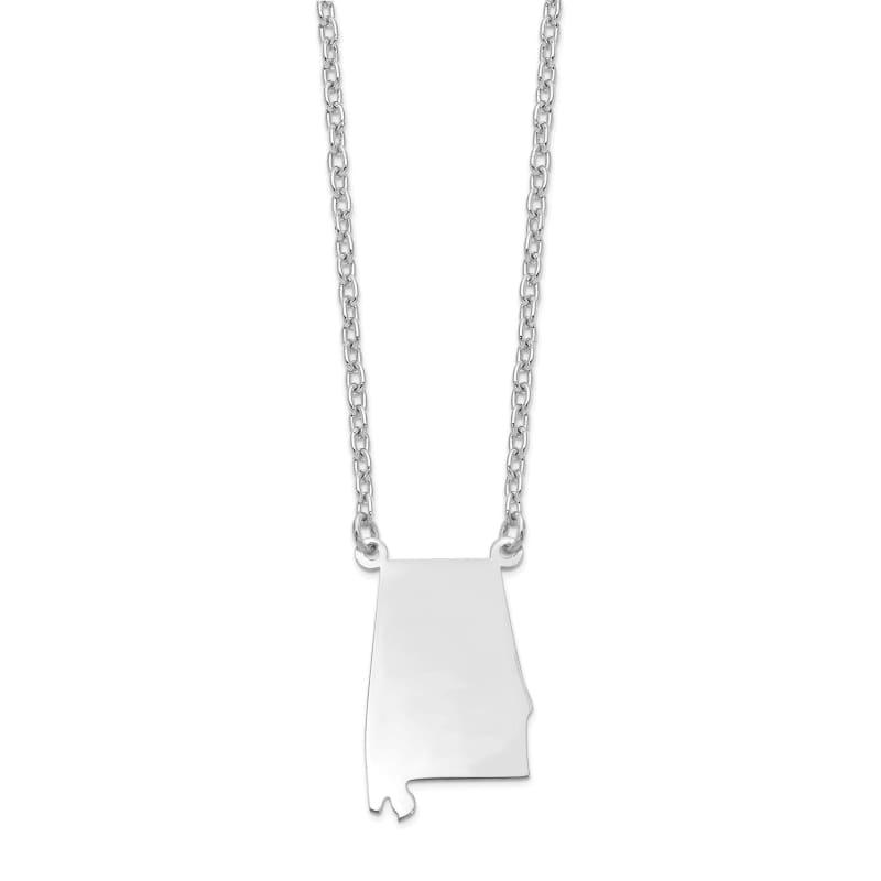 Sterling Silver Rhodium-plated AL State Pendant with chain - Seattle Gold Grillz