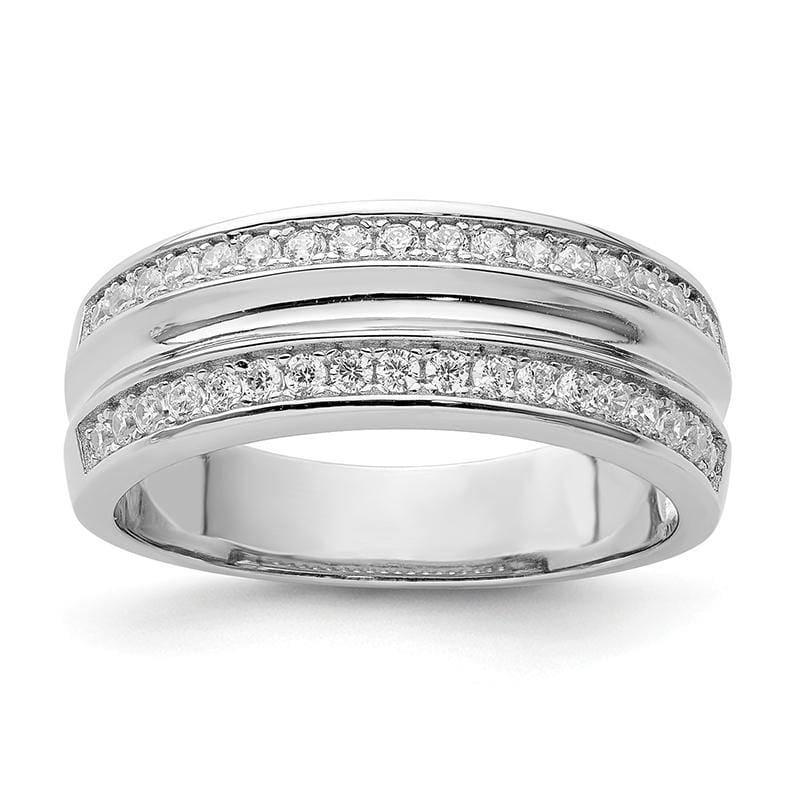 Sterling Silver Rhodium-plated & CZ Men's Ring - Seattle Gold Grillz