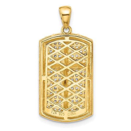 Sterling Silver Rhodium-plated and Gold-tone CZ Cross Crucifix Pendant - Seattle Gold Grillz