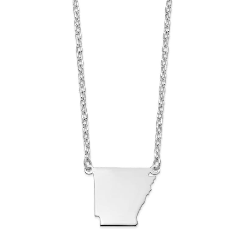 Sterling Silver Rhodium-plated AR State Pendant with chain - Seattle Gold Grillz