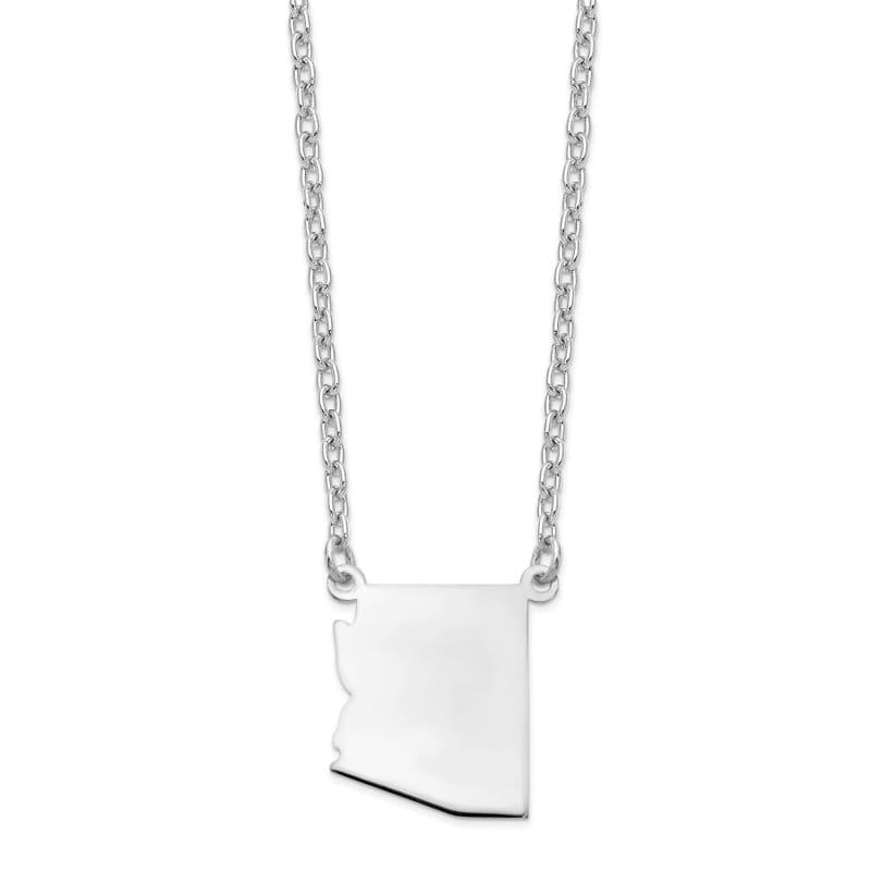 Sterling Silver Rhodium-plated AZ State Pendant with chain - Seattle Gold Grillz