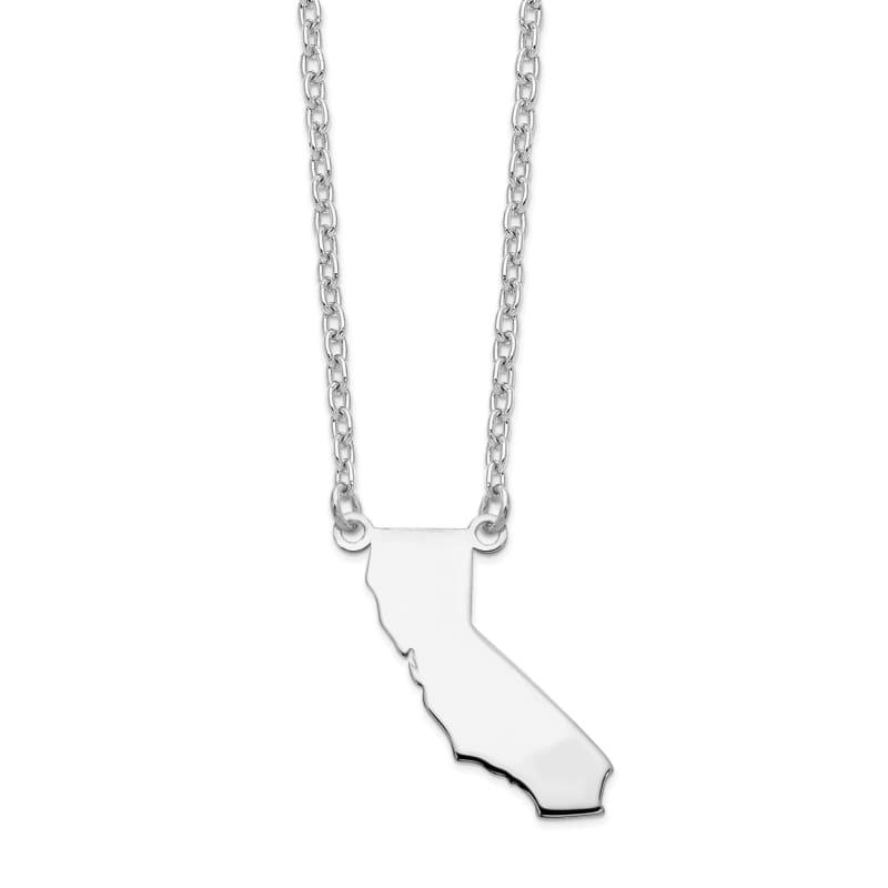 Sterling Silver Rhodium-plated CA State Pendant with chain - Seattle Gold Grillz