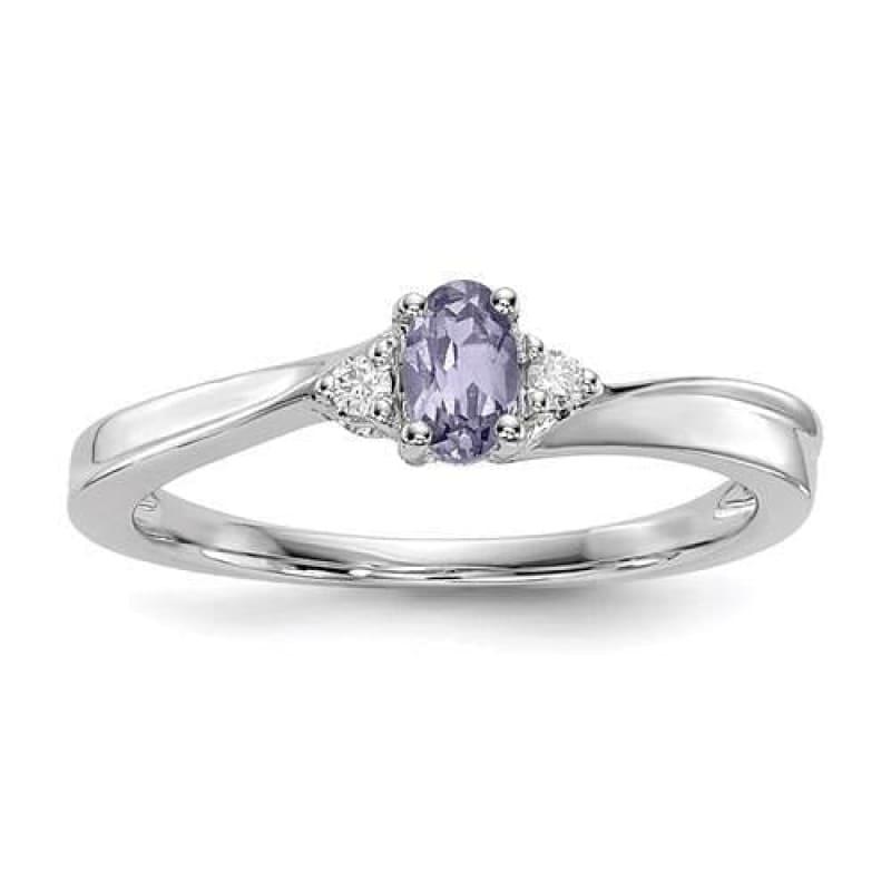 Sterling Silver Rhodium-Plated Created Alexandrite Birthstone Ring - Seattle Gold Grillz
