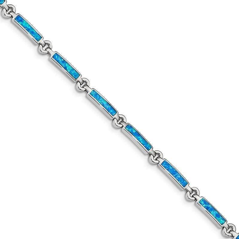 Sterling Silver Rhodium-plated Created Opal Bars Bracelet | Weight: 8.72 grams, Length: 7.25mm, Width: 5.39mm - Seattle Gold Grillz
