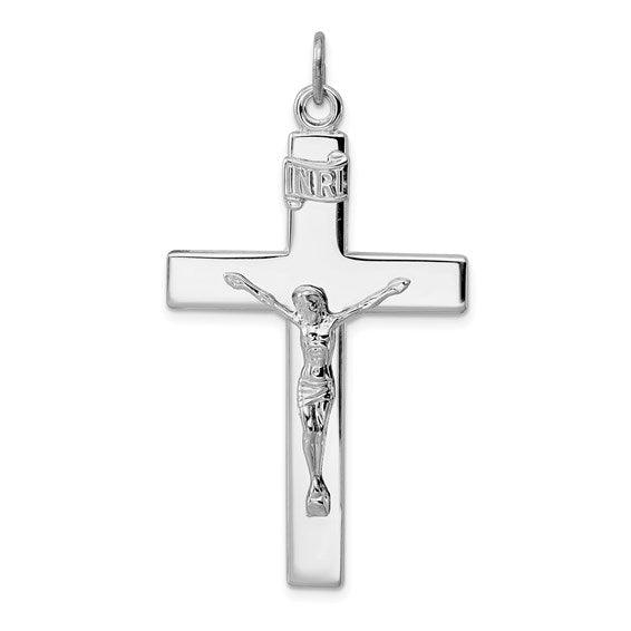 Sterling Silver Rhodium-plated Crucifix Pendant - Seattle Gold Grillz