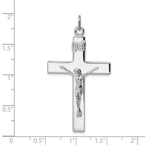 Sterling Silver Rhodium-plated Crucifix Pendant - Seattle Gold Grillz