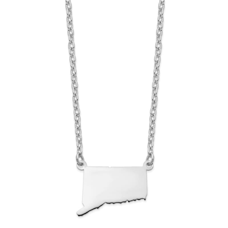 Sterling Silver Rhodium-plated CT State Pendant with chain - Seattle Gold Grillz