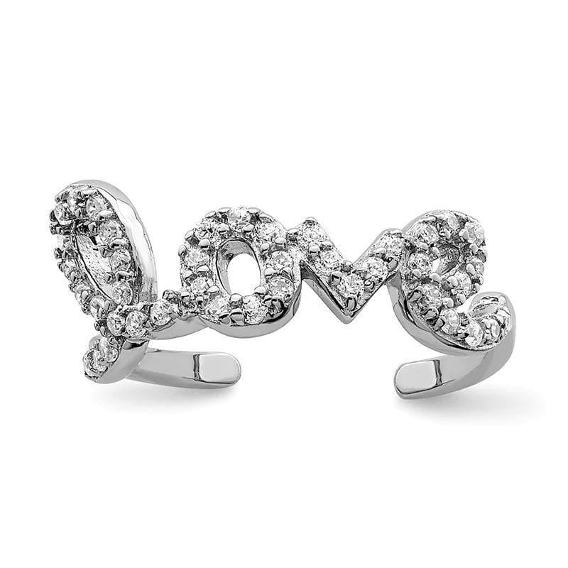 Sterling Silver Rhodium-plated CZ Love Toe Ring - Seattle Gold Grillz