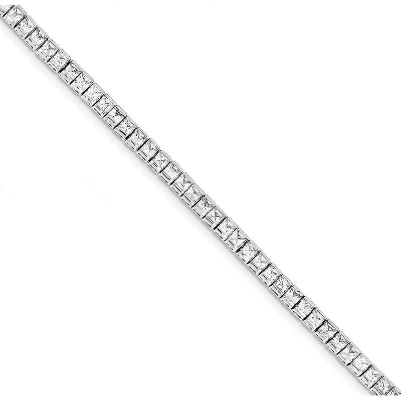 Sterling Silver Rhodium-plated CZ Tennis Bracelet | Weight: 9.45 grams, Length: 7mm, Width: mm - Seattle Gold Grillz