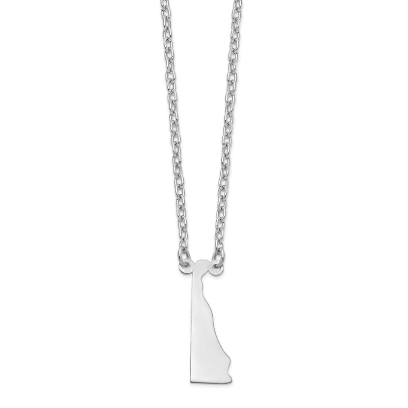 Sterling Silver Rhodium-plated DE State Pendant with chain - Seattle Gold Grillz