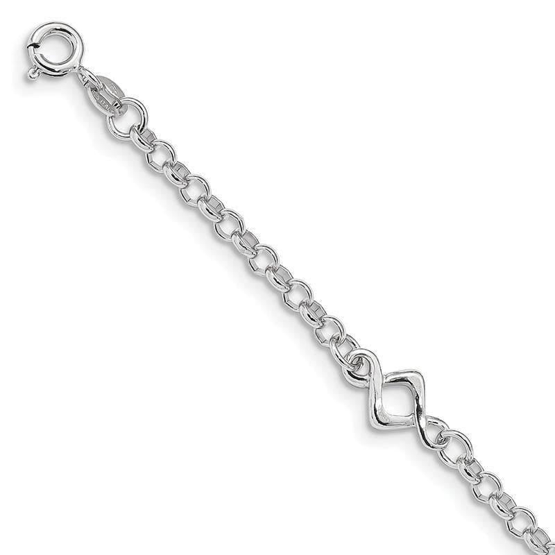 Sterling Silver Rhodium-plated Fancy Bracelet | Weight: 4.14 grams, Length: 7.5mm, Width: mm - Seattle Gold Grillz