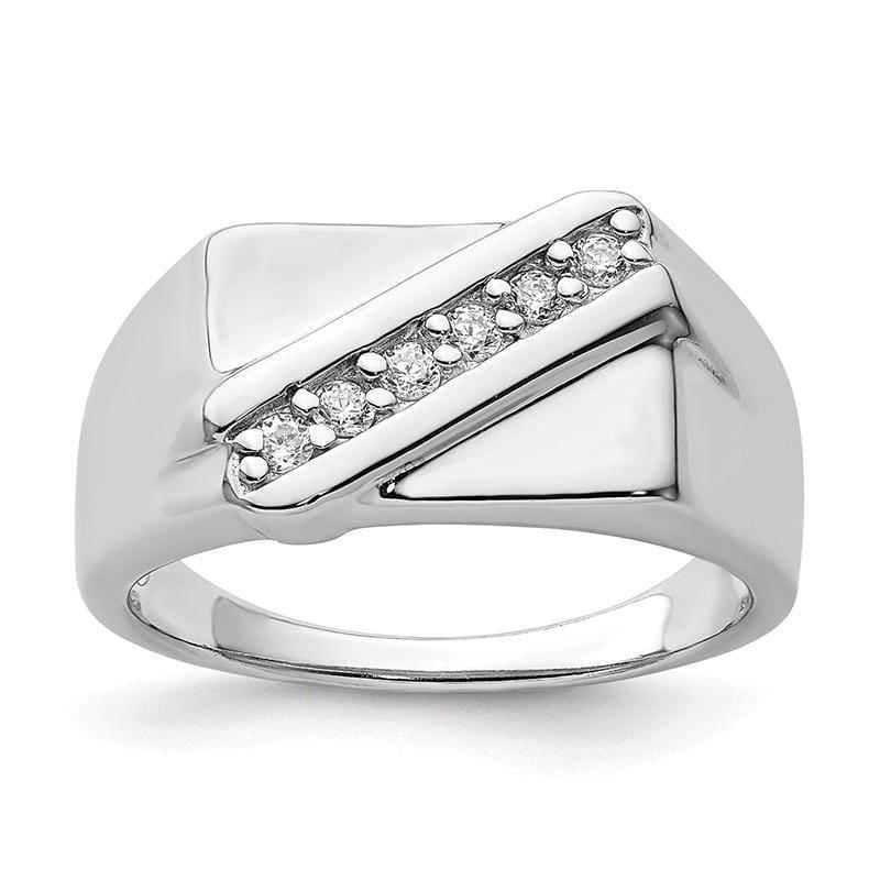 Sterling Silver Rhodium Plated Fancy CZ Ring - Seattle Gold Grillz