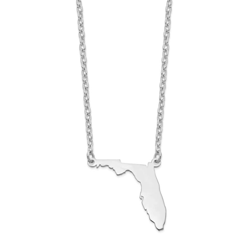 Sterling Silver Rhodium-plated FL State Pendant with chain - Seattle Gold Grillz