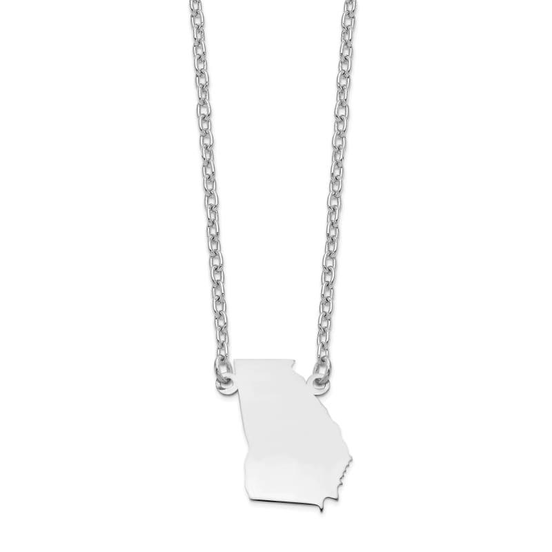Sterling Silver Rhodium-plated GA State Pendant with chain - Seattle Gold Grillz
