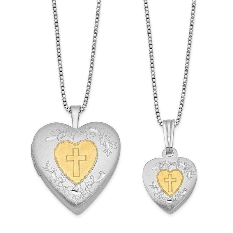 Sterling Silver Rhodium-plated Gold-plated Heart Locket & Pendant Set | Weight: grams, Length: mm, Width: mm - Seattle Gold Grillz