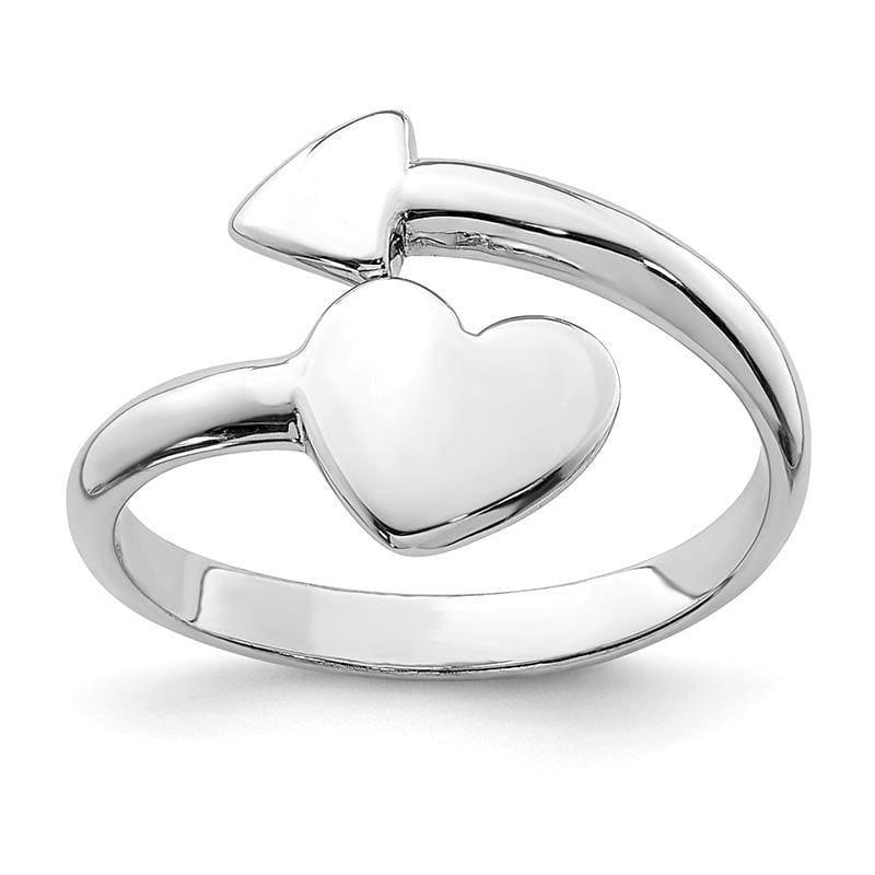 Sterling Silver Rhodium-plated Heart w-Arrow Toe Ring - Seattle Gold Grillz