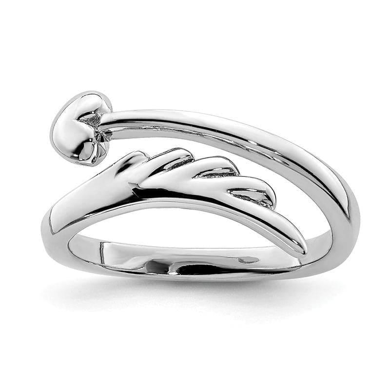 Sterling Silver Rhodium-plated Heart w-Wing Toe Ring - Seattle Gold Grillz