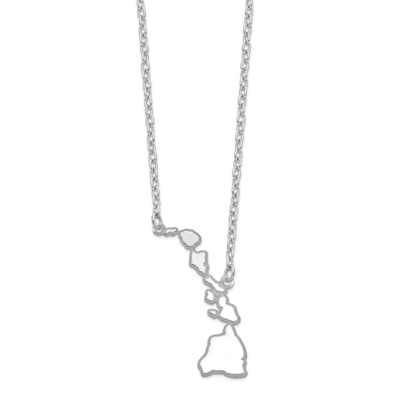Sterling Silver Rhodium-plated HI State Pendant with chain - Seattle Gold Grillz