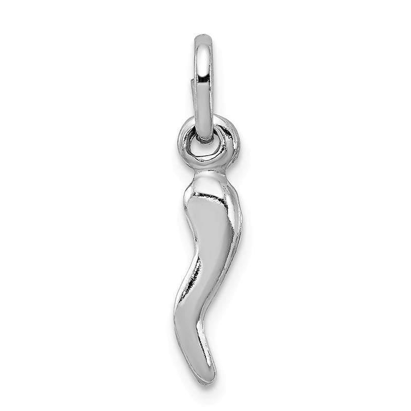 Sterling Silver Rhodium-plated Italian Horn Charm | Weight: 0.52 grams, Length: 22mm, Width: 4mm - Seattle Gold Grillz