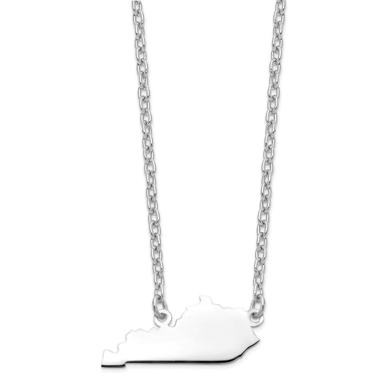 Sterling Silver Rhodium-plated KY State Pendant with chain - Seattle Gold Grillz