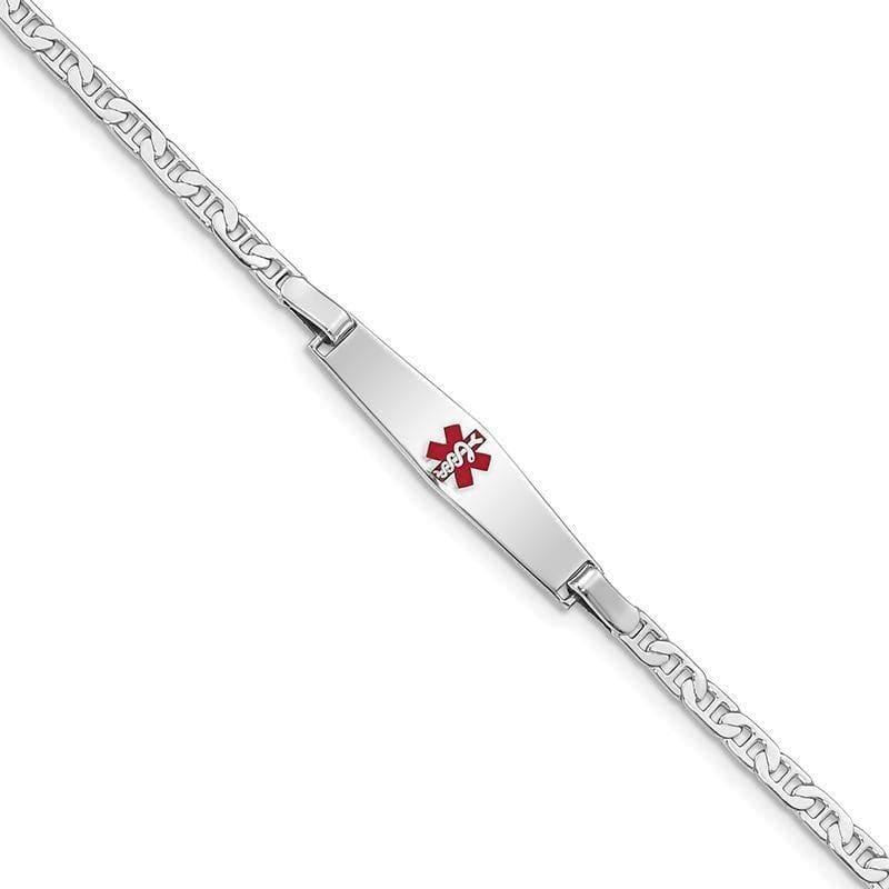 Sterling Silver Rhodium-plated Medical ID Anchor Link Bracelet - Seattle Gold Grillz