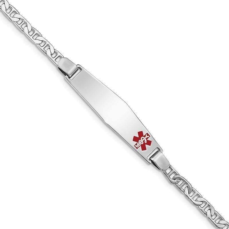 Sterling Silver Rhodium-plated Medical ID Anchor Link Bracelet - Seattle Gold Grillz