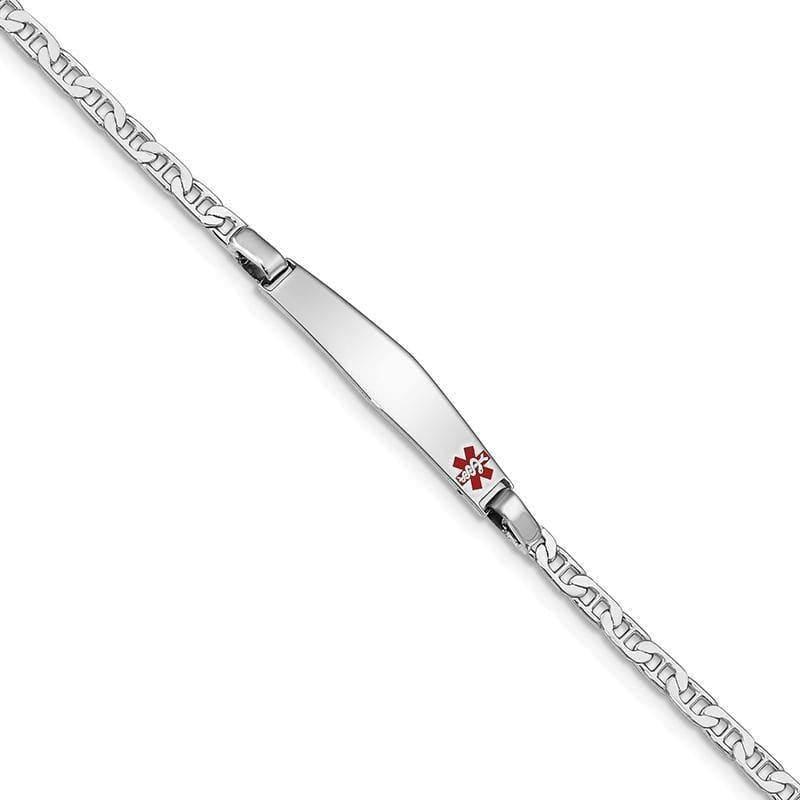 Sterling Silver Rhodium-plated Medical ID Anchor Link Bracelet - Seattle Gold Grillz