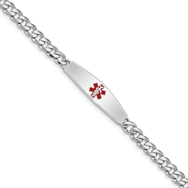 Sterling Silver Rhodium-plated Medical ID Bracelet w-Curb Link | Weight: 5.69 grams, Length: 7mm, Width: mm - Seattle Gold Grillz