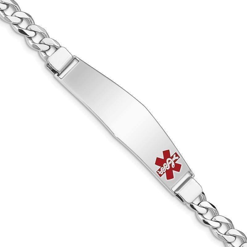 Sterling Silver Rhodium-plated Medical ID Curb Link Bracelet - Seattle Gold Grillz