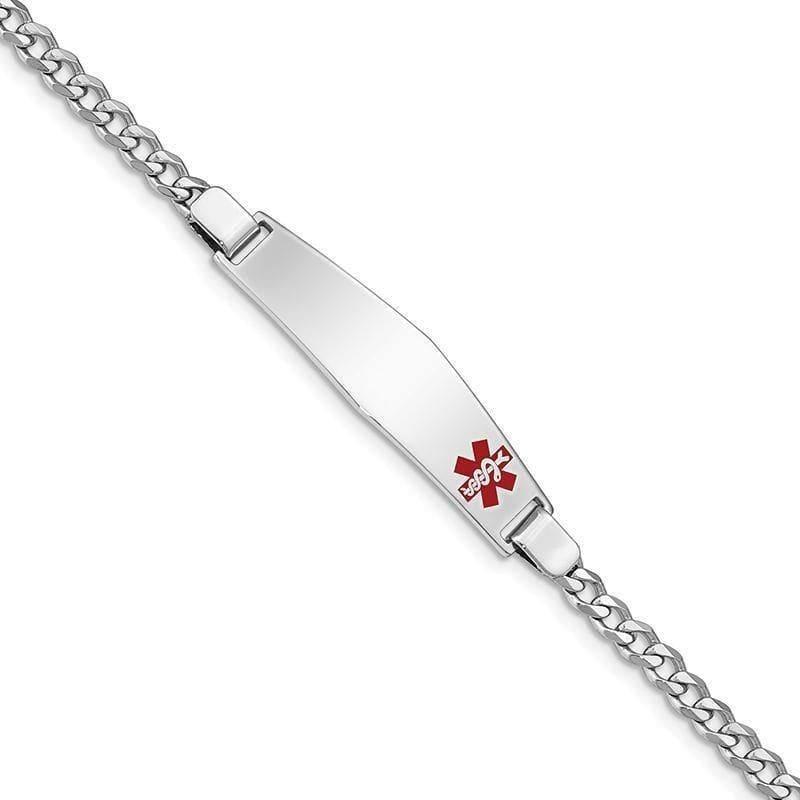 Sterling Silver Rhodium-plated Medical ID Curb Link Bracelet - Seattle Gold Grillz