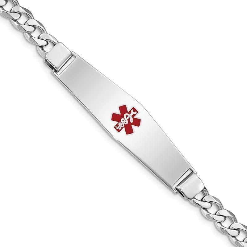 Sterling Silver Rhodium-plated Medical ID Curb Link Bracelet - Seattle Gold Grillz
