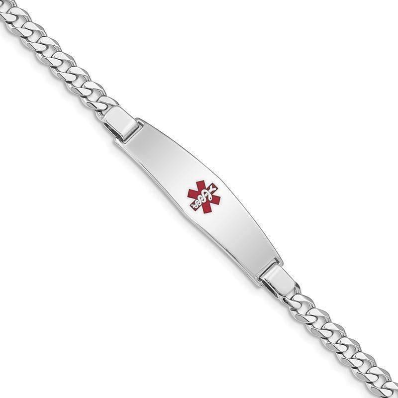 Sterling Silver Rhodium-plated Medical ID Curb Link Bracelet - Seattle Gold Grillz