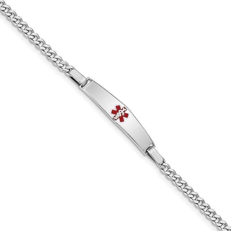 Sterling Silver Rhodium-plated Medical ID Curb Link Bracelet - Seattle Gold Grillz