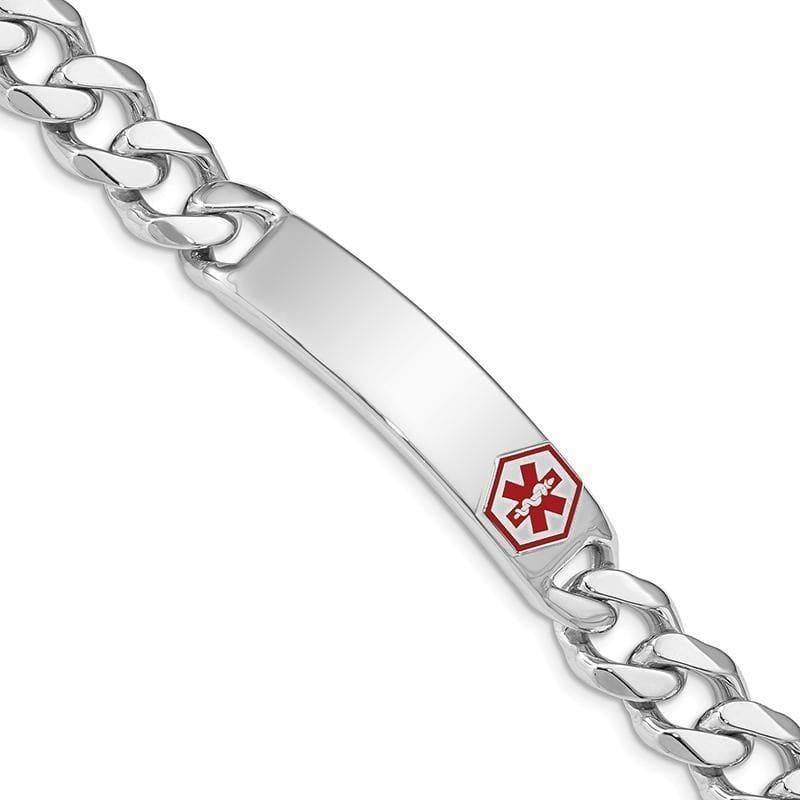 Sterling Silver Rhodium-plated Medical ID Curb Link Bracelet | Weight: 36.03 grams, Length: 8mm, Width: mm - Seattle Gold Grillz