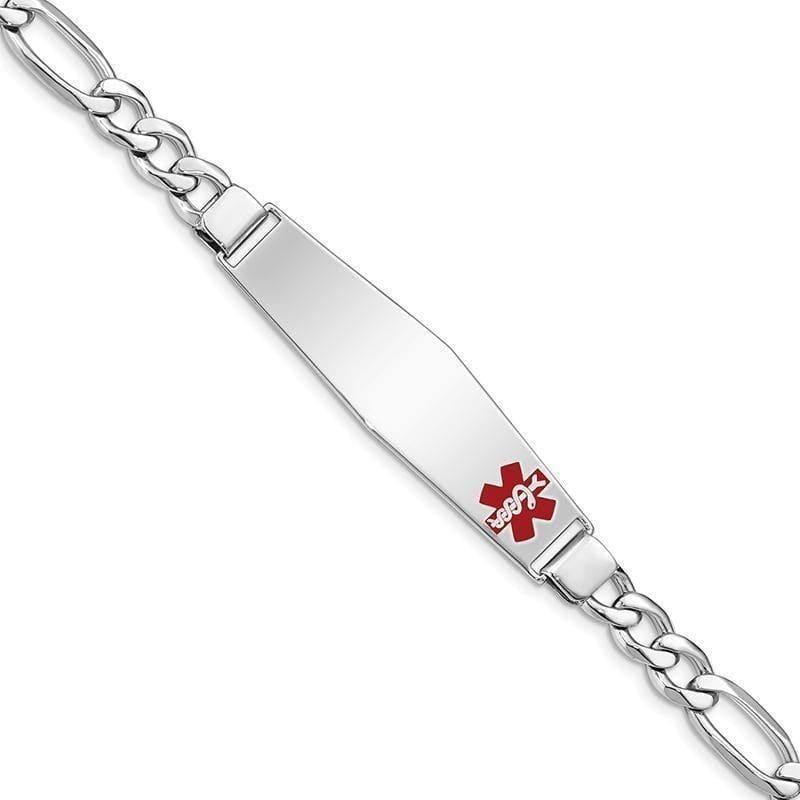 Sterling Silver Rhodium-plated Medical ID Figaro Link Bracelet - Seattle Gold Grillz