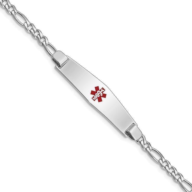Sterling Silver Rhodium-plated Medical ID Figaro Link Bracelet - Seattle Gold Grillz