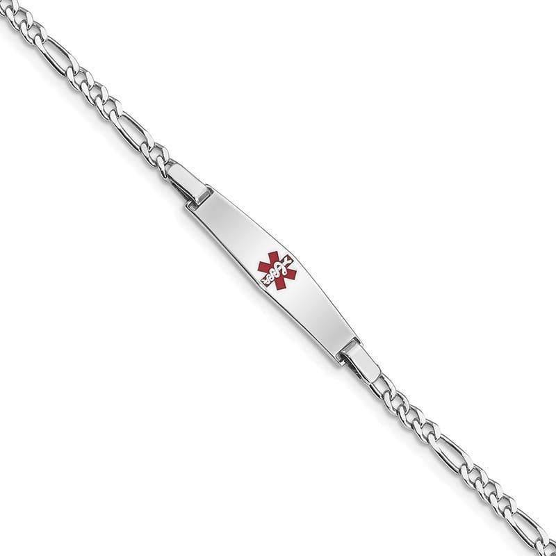 Sterling Silver Rhodium-plated Medical ID Figaro Link Bracelet | Weight: 3.51 grams, Length: 7mm, Width: mm - Seattle Gold Grillz