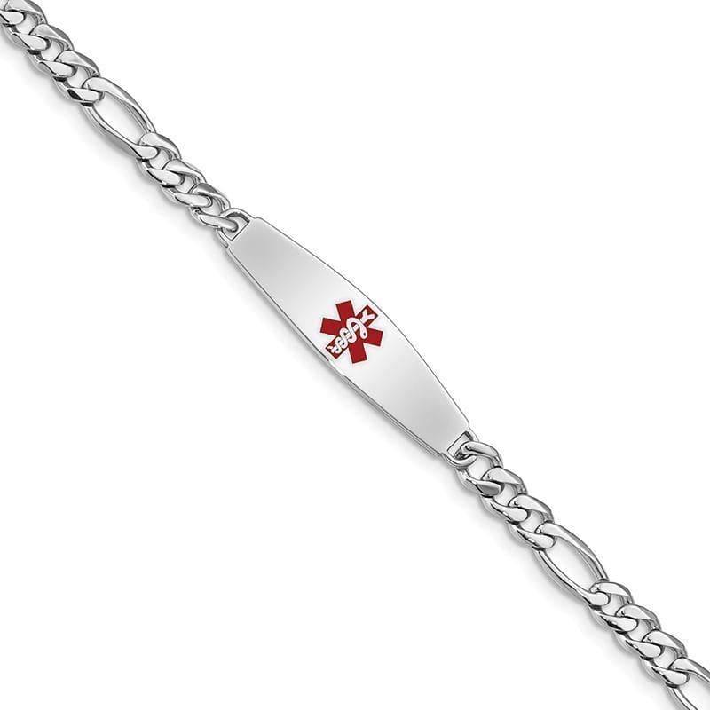 Sterling Silver Rhodium-plated Medical ID Figaro Link Bracelet | Weight: 5.27 grams, Length: 7mm, Width: mm - Seattle Gold Grillz