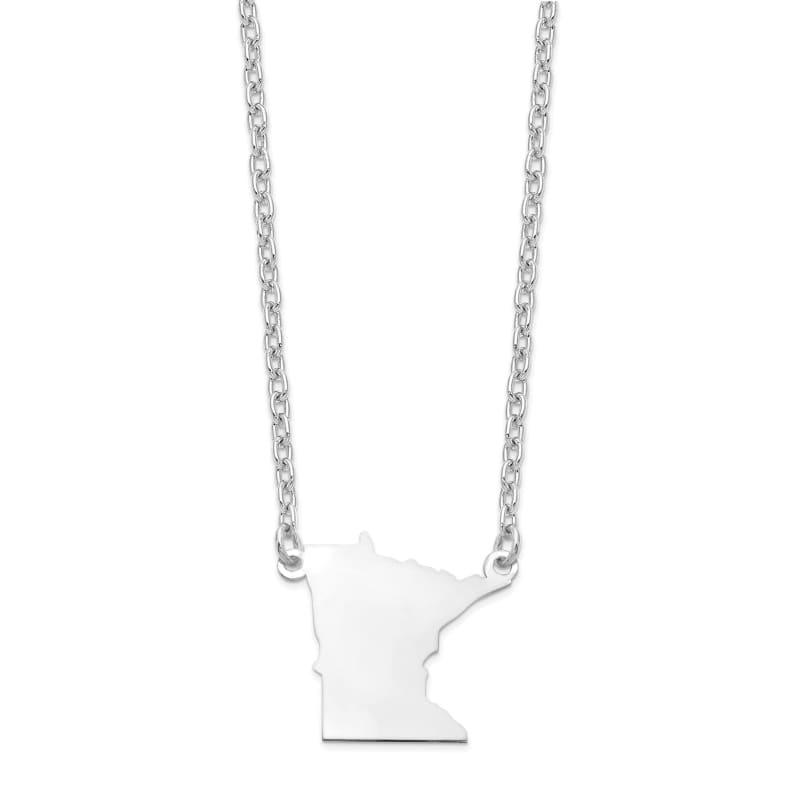 Sterling Silver Rhodium-plated MN State Pendant with chain - Seattle Gold Grillz