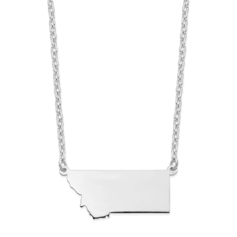 Sterling Silver Rhodium-plated MT State Pendant with chain - Seattle Gold Grillz