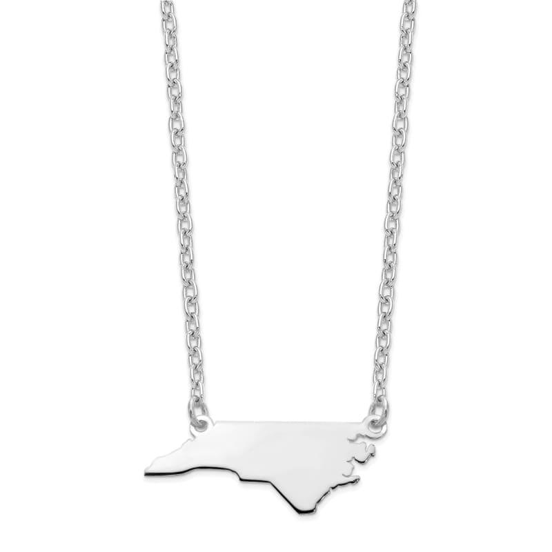 Sterling Silver Rhodium-plated NC State Pendant with chain - Seattle Gold Grillz