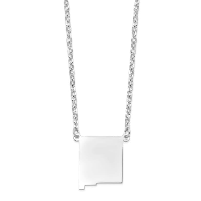 Sterling Silver Rhodium-plated NM State Pendant with chain - Seattle Gold Grillz