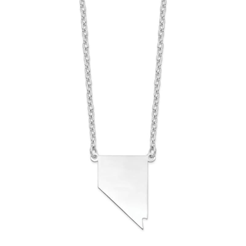 Sterling Silver Rhodium-plated NV State Pendant with chain - Seattle Gold Grillz
