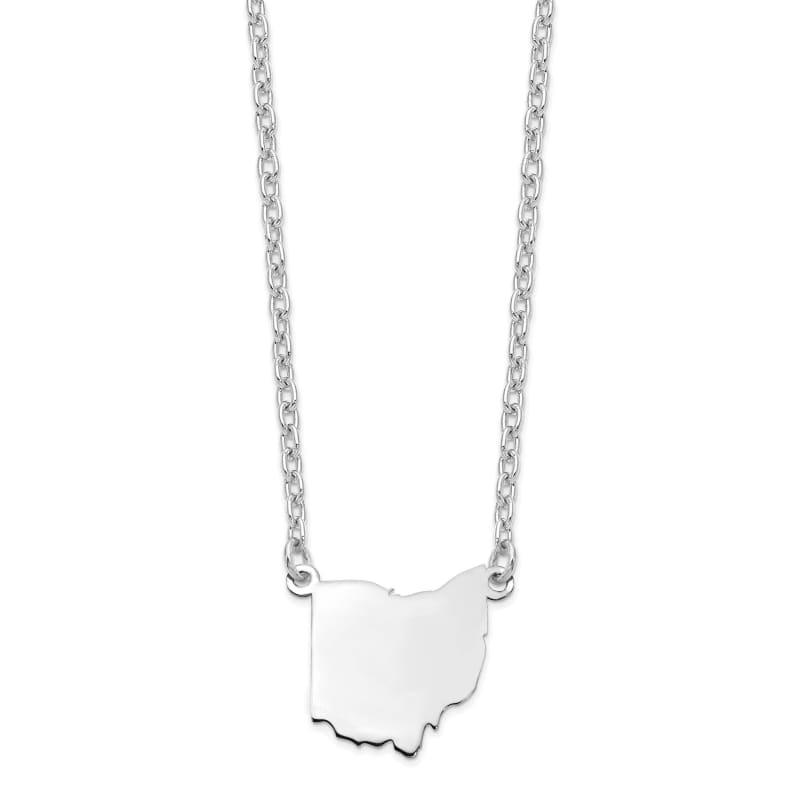 Sterling Silver Rhodium-plated OH State Pendant with chain - Seattle Gold Grillz