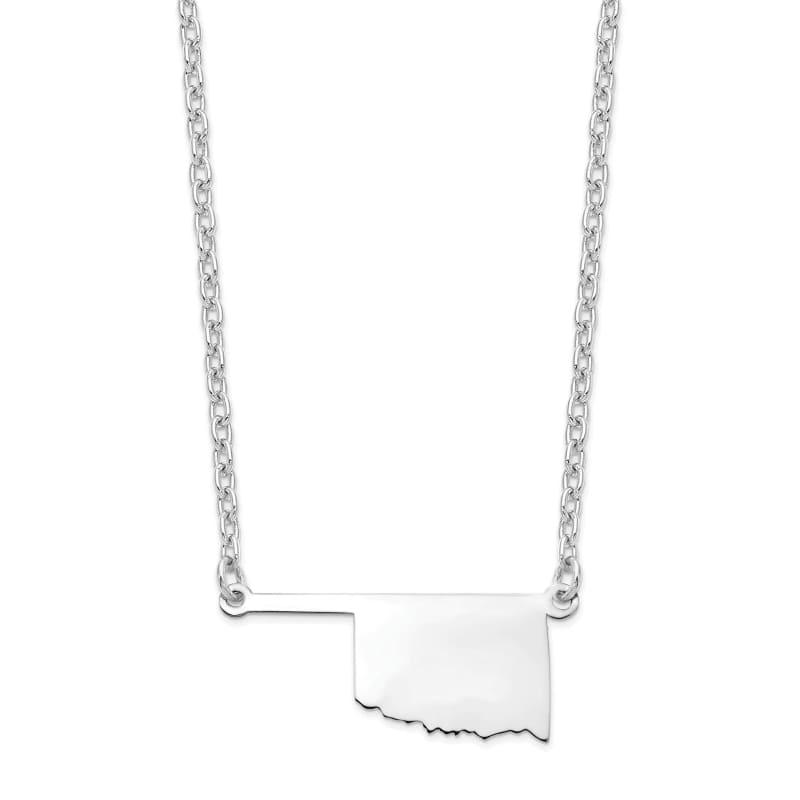 Sterling Silver Rhodium-plated OK State Pendant with chain - Seattle Gold Grillz