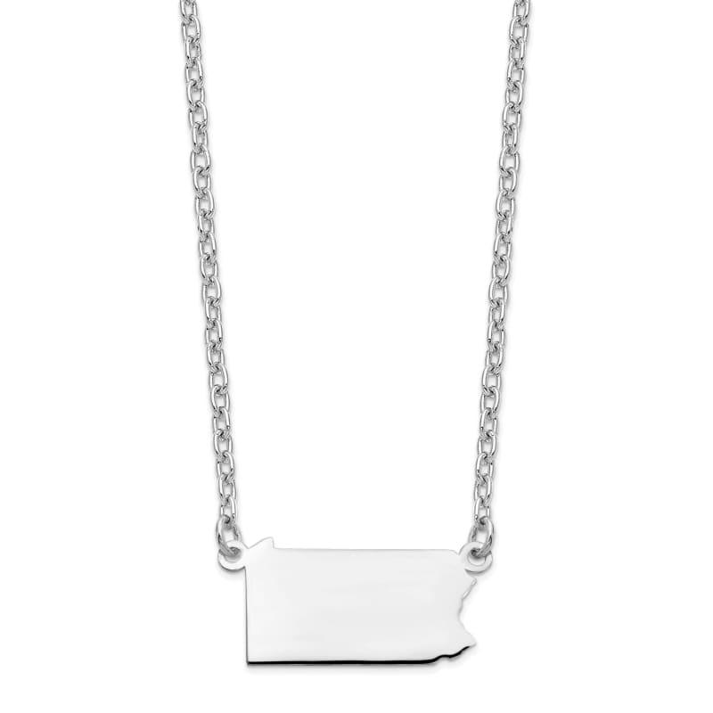 Sterling Silver Rhodium-plated PA State Pendant with chain - Seattle Gold Grillz